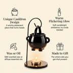 Emberhollow cauldron warmer feature highlights: unique design, warm glow, wax or oil, made to gift
